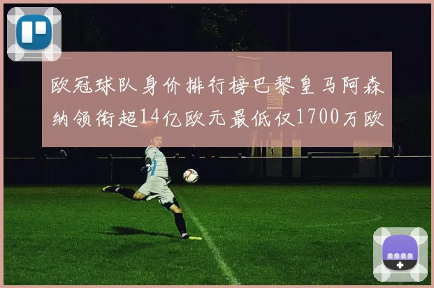欧冠球队身价排行榜巴黎皇马阿森纳领衔超14亿欧元最低仅1700万欧元